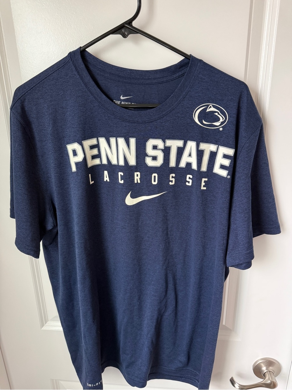 Nike Penn State Lacrosse Navy Blue and White Short Sleeve Tee